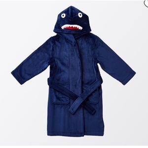 ⭐ PBK Pottery Barn Kids Navy Blue Fleece Shark Robe Size 8-10